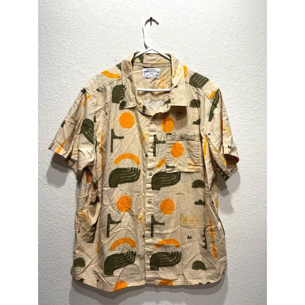 REI Hemp Shirt Short Sleeve Yellow XXL Pattern